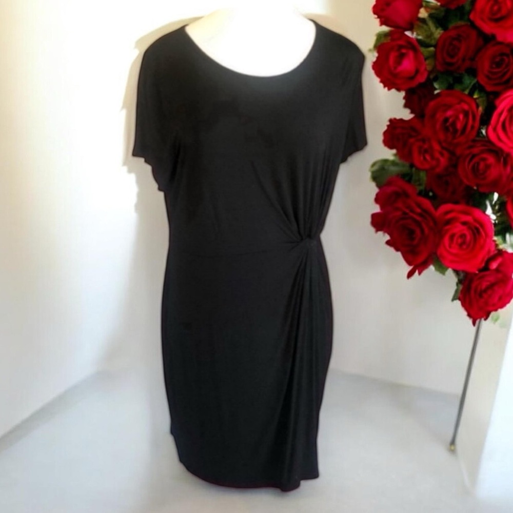 Maurices Black Short Sleeve Twist-Detail Mini Dress